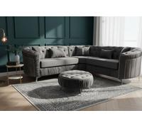 Stratus Interiors Ambassador Panel Sofa Luxury Design With Metal Trim Accents - L Shape Corner- Silver Trim