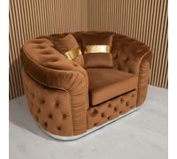 Stratus Interiors Ambassador Sofa Chesterfield Mink Toronto Silver Trim Plush Velvet - Frills