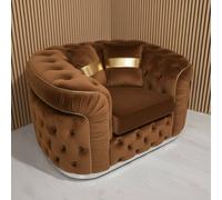 Stratus Interiors Ambassador Sofa Chesterfield Toronto Gold Trim Plush Velvet No Frills in Brown Stratus Interiors Brown