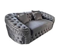 Stratus Interiors Ambassador Sofa Chesterfield Toronto Gold Trim Plush Velvet No Frills in Grey | Size: 2 Seater Stratus Interiors Grey 2 Seater