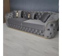 Stratus Interiors Ambassador Sofa Chesterfield Toronto Gold Trim Velvet No Frill Design