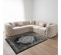 Stratus Interiors Ambassador Sofa Chesterfield Toronto Metal Trim Fabric - Frill Design - L Shape Corner - Silver Trim