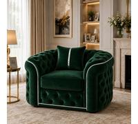 Stratus Interiors Ambassador Sofa Chesterfield Toronto Silver Trim Plush No Frill - 1 Seater Sofa For Living Room - Green