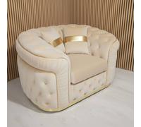 Stratus Interiors Ambassador Sofa Chesterfield Toronto Silver Trim Plush No Frill in Cream Stratus Interiors Cream