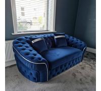Stratus Interiors Ambassador Sofa Chesterfield Toronto Silver Trim Plush Velvet No Frill in Blue Stratus Interiors Blue