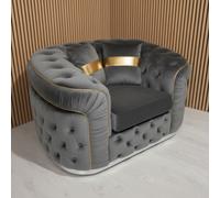 Stratus Interiors Ambassador Steel Sofa Chesterfield Toronto Silver Trim Plush Velvet - Frills