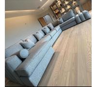 Stratus Interiors Amelia U-Shape Linear Fabric Sofa, Modern Comfortable Sectional Couch For Living Room Use - Light Grey
