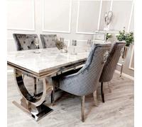 Stratus Interiors Arriana 1.8M White Marble Dining Table - Modern Luxury - 180 (W) 90 (D) 74 (H)