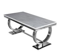 Stratus Interiors Arriana Marble Top Dining Table With Circular Metal Stand 1.8Mt - Black Marble