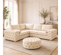 Stratus Interiors Ashley Cream Chesterfield Full Back Sofa Collection With Timeless Appeal-Corner