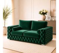 Stratus Interiors Ashley Dark Green Chesterfield Full Back Sofa Collection With Boutique Style-2 Seater