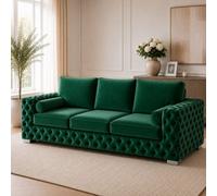 Stratus Interiors Ashley Dark Green Chesterfield Full Back Sofa Collection With Boutique Style-3 Seater