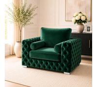 Stratus Interiors Ashley Dark Green Chesterfield Full Back Sofa Collection With Boutique Style-Armchair