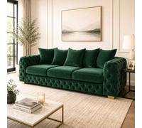 Stratus Interiors Ashley Dark Green Chesterfield Scatter Back Sofa Collection With Boutique Style-3 Seater
