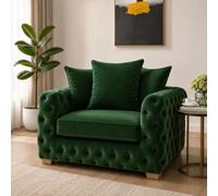 Stratus Interiors Ashley Dark Green Chesterfield Scatter Back Sofa Collection With Boutique Style-Armchair