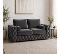 Stratus Interiors Ashley Dark Grey Chesterfield Full Back Sofa Collection For Designer Interiors-2 Seater