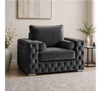 Stratus Interiors Ashley Dark Grey Chesterfield Full Back Sofa Collection For Designer Interiors-Armchair