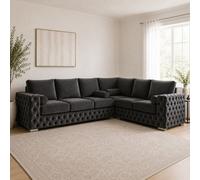 Stratus Interiors Ashley Dark Grey Chesterfield Full Back Sofa Collection For Designer Interiors-Corner