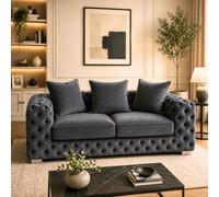 Stratus Interiors Ashley Dark Grey Chesterfield Scatter Back Sofa Collection For Designer Interiors-2 Seater