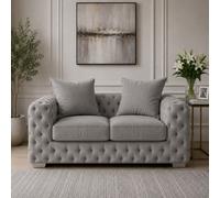 Stratus Interiors Ashley Light Grey Chesterfield Scatter Back Sofa Collection With Modern Elegance-2 Seater