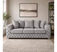 Stratus Interiors Ashley Light Grey Chesterfield Scatter Back Sofa Collection With Modern Elegance-3 Seater