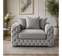 Stratus Interiors Ashley Light Grey Chesterfield Scatter Back Sofa Collection With Modern Elegance-Armchair