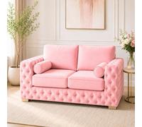 Stratus Interiors Ashley Light Pink Chesterfield Full Back Sofa Collection For Luxury Home Interiors-2 Seater