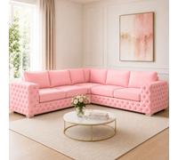 Stratus Interiors Ashley Light Pink Chesterfield Full Back Sofa Collection For Luxury Home Interiors-Corner