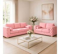Stratus Interiors Ashley Light Pink Chesterfield Full Back Sofa Collection For Luxury Home Interiors-Set