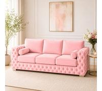 Stratus Interiors Ashley Light Pink Chesterfield Full Back Sofa Collection For Luxury Home Interiors-3 Seater
