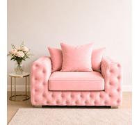 Stratus Interiors Ashley Light Pink Chesterfield Scatter Back Sofa Collection For Luxury Home Interiors-Armchair