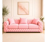 Stratus Interiors Ashley Light Pink Chesterfield Scatter Back Sofa Collection For Luxury Home Interiors-3 Seater