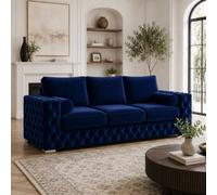 Stratus Interiors Ashley Navy Blue Chesterfield Full Back Sofa Collection For Statement Living Rooms-3 Seater