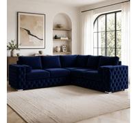 Stratus Interiors Ashley Navy Blue Chesterfield Full Back Sofa Collection For Statement Living Rooms-Corner