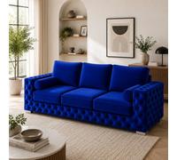 Stratus Interiors Ashley Royal Blue Chesterfield Full Back Sofa Collection For Elegant Family Living-3 Seater