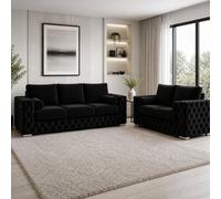 Stratus Interiors Ashley Signature Black Chesterfield Full Back Sofa Collection For Contemporary Interiors-Set