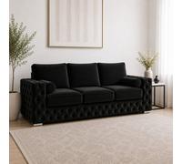 Stratus Interiors Ashley Signature Black Chesterfield Full Back Sofa Collection For Contemporary Interiors-3 Seater