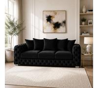 Stratus Interiors Ashley Signature Black Chesterfield Scatter Back Sofa Collection For Contemporary Interiors-3 Seater