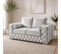 Stratus Interiors Ashley Silver Chesterfield Full Back Sofa Collection With Contemporary Glamour-2 Seater