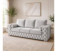Stratus Interiors Ashley Silver Chesterfield Full Back Sofa Collection With Contemporary Glamour-3 Seater