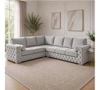 Stratus Interiors Ashley Silver Chesterfield Full Back Sofa Collection With Contemporary Glamour-Corner