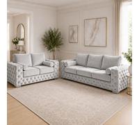 Stratus Interiors Ashley Silver Chesterfield Full Back Sofa Collection With Contemporary Glamour-Set