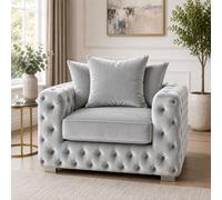 Stratus Interiors Ashley Silver Chesterfield Scatter Back Sofa Collection With Contemporary Glamour-Armchair