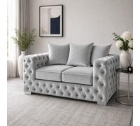 Stratus Interiors Ashley Silver Chesterfield Scatter Back Sofa Collection With Contemporary Glamour-2 Seater