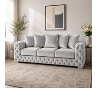 Stratus Interiors Ashley Silver Chesterfield Scatter Back Sofa Collection With Contemporary Glamour-3 Seater