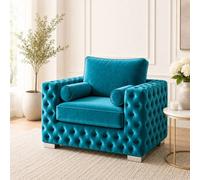 Stratus Interiors Ashley Teal Blue Chesterfield Full Back Sofa Collection With Sophisticated Charm-Armchair