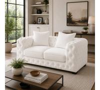 Stratus Interiors Ashley White Chesterfield Scatter Back Sofa Collection With Refined Styling-2Seater