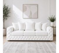 Stratus Interiors Ashley White Chesterfield Scatter Back Sofa Collection With Refined Styling-3 Seater