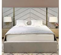 Stratus Interiors Atlas Wide Headboard Gold And Silver Trim Bed Frame - Doorstep Delivery Only No Assembly - Double - No Storage Type
