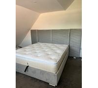 Stratus Interiors Atlas Wide Headboard Gold And Silver Trim Bed Frame - Doorstep Delivery Only No Assembly - Single - No Storage Type